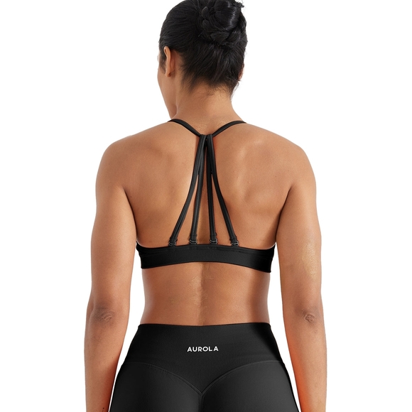 Aurora Black Strappy Sports Bra Chocolate NWOT - Picture 3 of 3